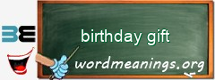 WordMeaning blackboard for birthday gift
